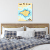Reisposter met schatkaart van Isle of Wight Canvas Afdruk (Insitu (Slaapkamer))