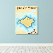 Reisposter met schatkaart van Isle of Wight Canvas Afdruk (Insitu (Houten vloer))