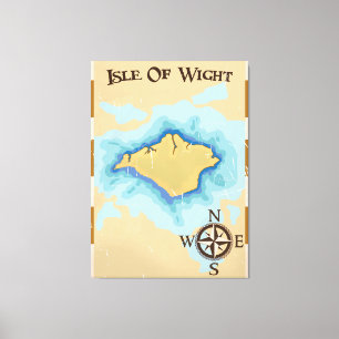Reisposter met schatkaart van Isle of Wight Canvas Afdruk