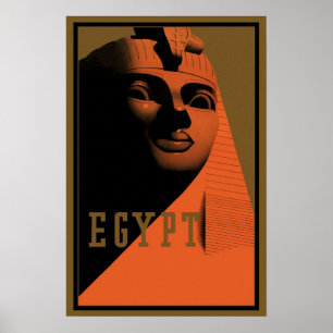 Reisposter met Sfinx, Egypte, Afrika in vintage st Poster