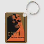 Reisposter met Sfinx, Egypte, Afrika in vintage st Sleutelhanger (Achterkant)