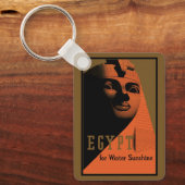 Reisposter met Sfinx, Egypte, Afrika in vintage st Sleutelhanger (Voorkant)
