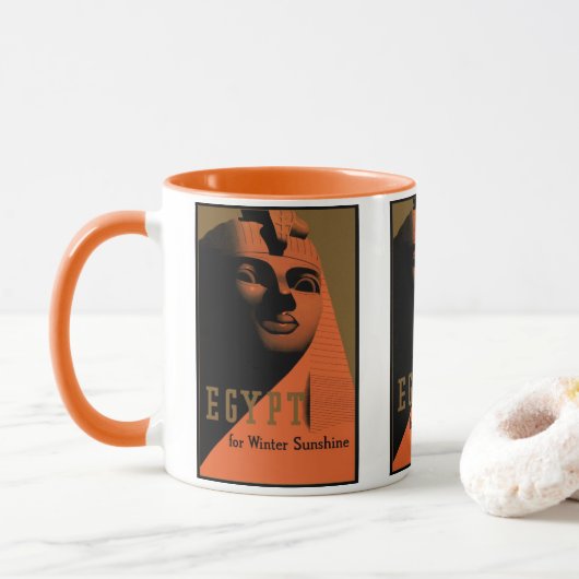 Reisposter met Sfinx, Egypte, Afrika uit vroeger t Mok (Met donut)