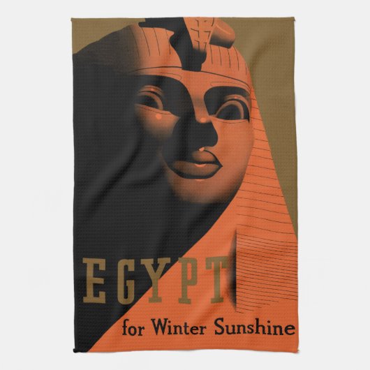Reisposter met Sfinx, Egypte, Afrika uit vroeger t Theedoek (Verticaal)