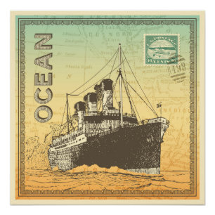Reisposter met steamship poster