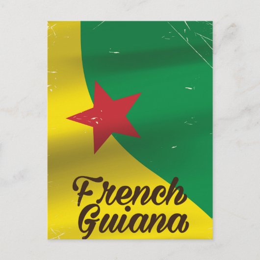 Reisposter met vlag van Frans-Guyana Briefkaart (Voorkant)