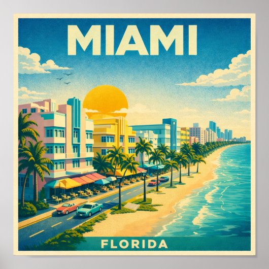 Reisposter Miami Vintage Poster (Voorkant)