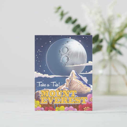 Reisposter Mount Everest Cartoon Briefkaart (Staand voorkant)