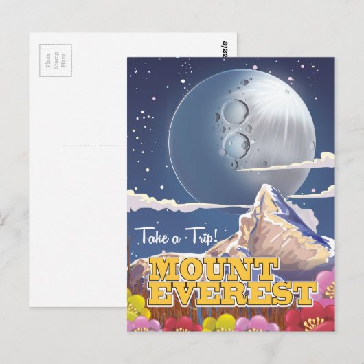 Reisposter Mount Everest Cartoon Briefkaart (Voorkant / Achterkant)