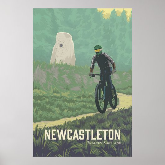 Reisposter mountainbiken Newcastleton Poster (Voorkant)