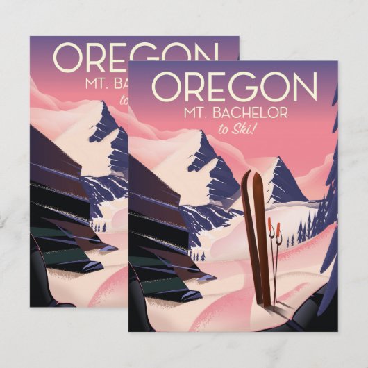 Reisposter Mt. Bachelor Oregon Ski (Voorkant / Achterkant)