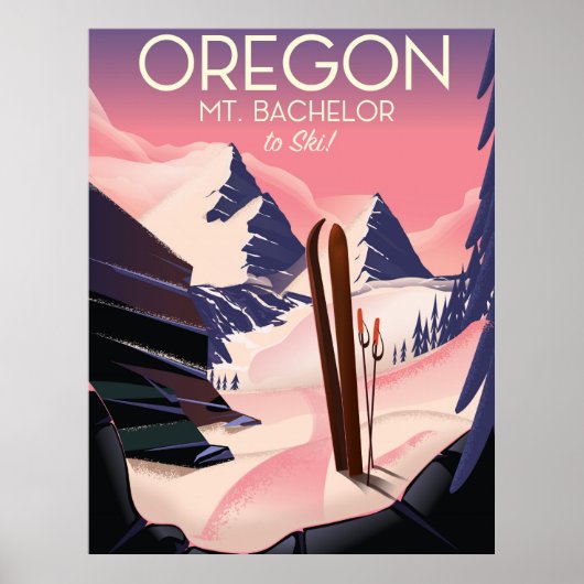 Reisposter Mt. Bachelor Oregon Ski Poster (Voorkant)