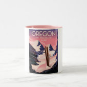 Reisposter Mt. Bachelor Oregon Ski Tweekleurige Koffiemok (Center)