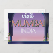 Reisposter Mumbai India in  stijl Briefkaart (Voorkant / Achterkant)