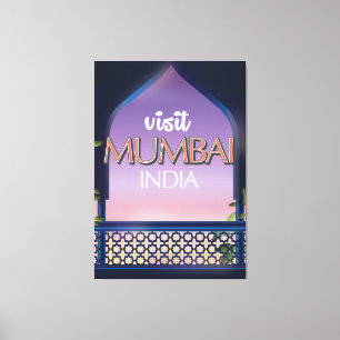 Reisposter Mumbai India in  stijl Canvas Afdruk