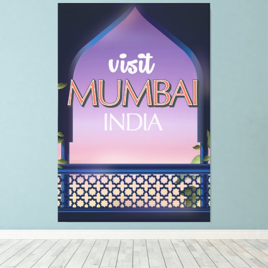 Reisposter Mumbai India in  stijl Canvas Afdruk (Insitu (Houten vloer))