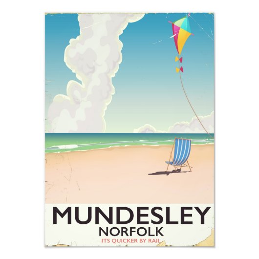 Reisposter Mundesley Norfolk Beach Foto Afdruk (Voorkant)