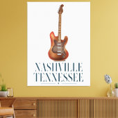 Reisposter Nashville Tennessee Guitar Canvas Afdruk (Insitu (Woonkamer))