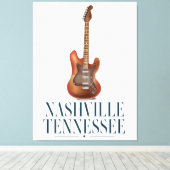 Reisposter Nashville Tennessee Guitar Canvas Afdruk (Insitu (Houten vloer))