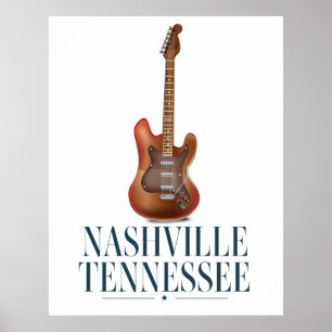Reisposter Nashville Tennessee Guitar Poster