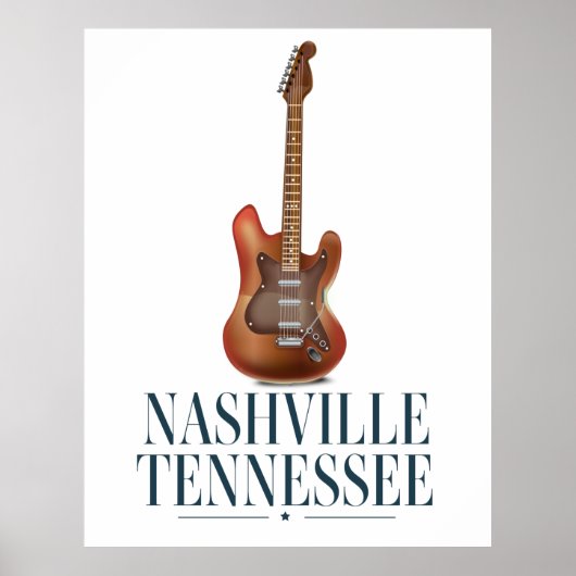 Reisposter Nashville Tennessee Guitar Poster (Voorkant)