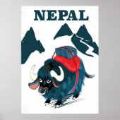 Reisposter Nepal Yak in  stijl Poster (Voorkant)