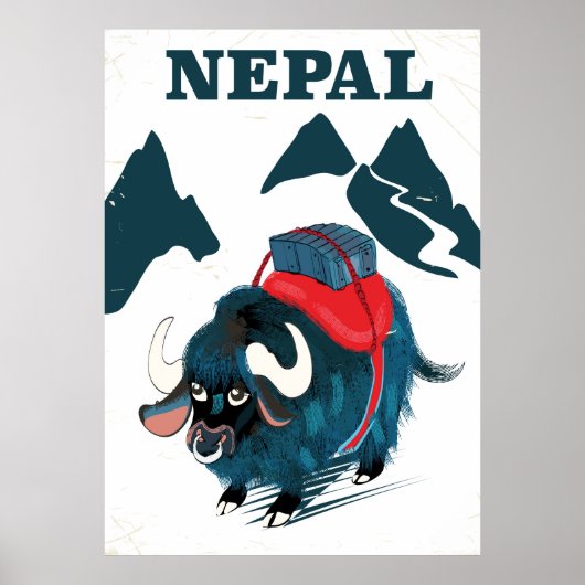 Reisposter Nepal Yak in  stijl Poster (Voorkant)