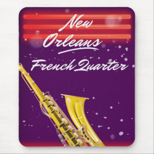 Reisposter New Orleans French Quarter Saxofoon Muismat