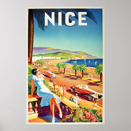 Reisposter Nice, Frankrijk Muurprint Vakantie Poster (Voorkant)