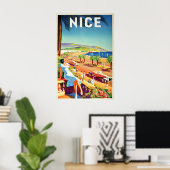 Reisposter Nice, Frankrijk Muurprint Vakantie Poster (Thuiskantoor)