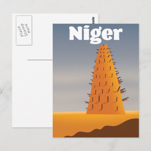 Reisposter Niger Agadez Mosque Briefkaart (Voorkant / Achterkant)