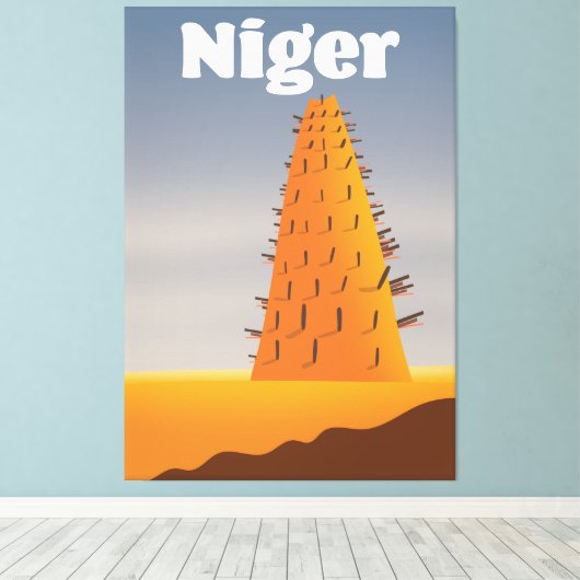 Reisposter Niger Agadez Mosque Canvas Afdruk (Insitu (Houten vloer))