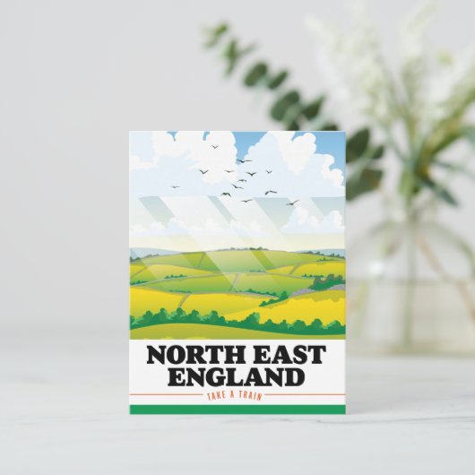 Reisposter Noord-Oost Engeland. Briefkaart (Staand voorkant)
