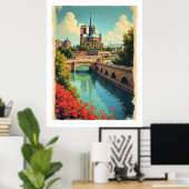 Reisposter Notre Dame, Frankrijk, Poster (Thuiskantoor)