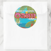 Reisposter Oahu Holiday Ronde Sticker (Tas)