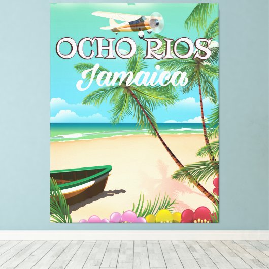 Reisposter Ocho Rios Jamaica Canvas Afdruk (Insitu (Houten vloer))