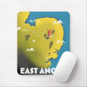 Reisposter Oost-Engeland. Canvasprint van ansichtk Muismat (Met muis)