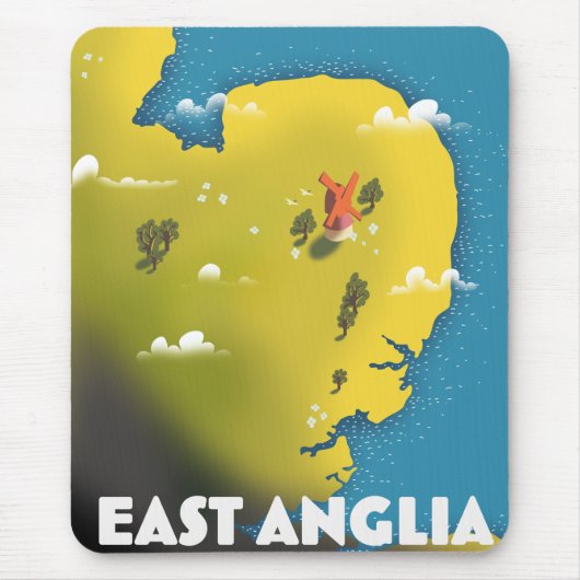 Reisposter Oost-Engeland. Canvasprint van ansichtk Muismat (Voorkant)