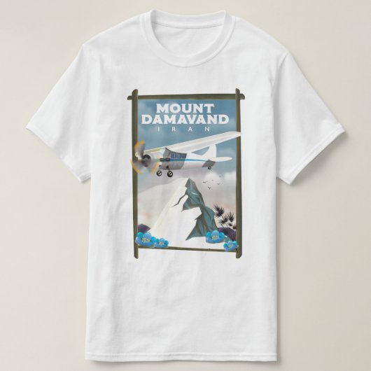 Reisposter op de berg Damavand Iran. T-shirt (Design voorkant)