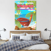 Reisposter op het eiland Saipan . Canvas Afdruk (Insitu (Slaapkamer))