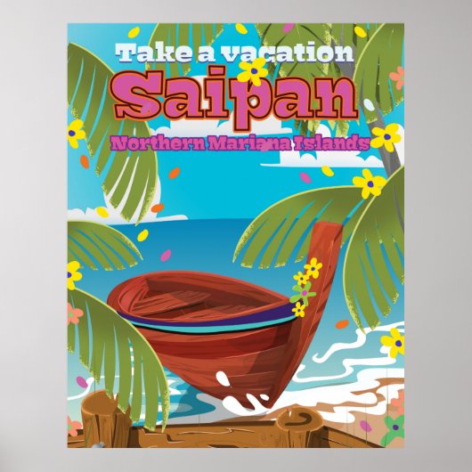 Reisposter op het eiland Saipan . Poster (Voorkant)