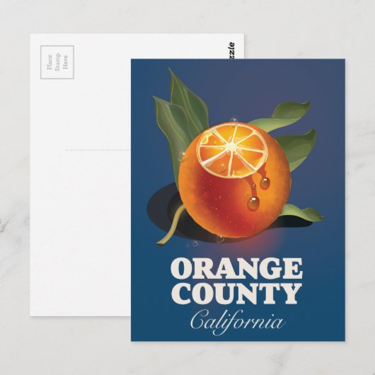 Reisposter Orange County California.  Briefkaart (Voorkant / Achterkant)