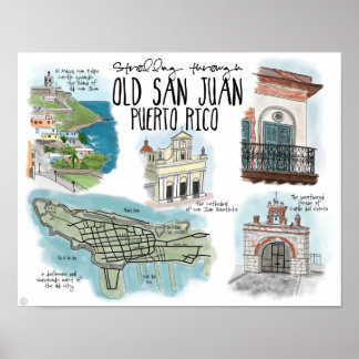 Reisposter: oud San Juan Puerto Rico Poster