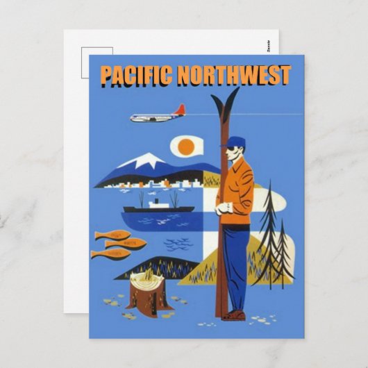Reisposter Pacific Northwest Seattle PC uit het ve Feestdagenkaart (Voorkant / Achterkant)