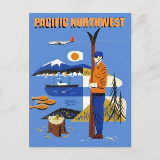Reisposter Pacific Northwest Seattle PC uit het ve Feestdagenkaart (Voorkant)