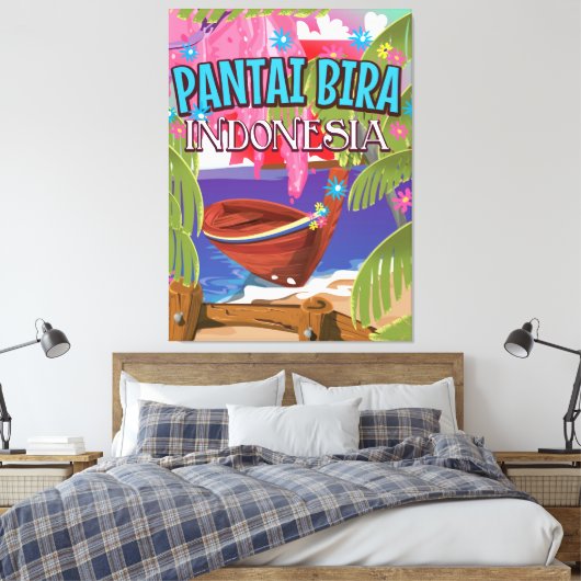 Reisposter Pantai Bira Indonesië Canvas Afdruk (Insitu (Slaapkamer))