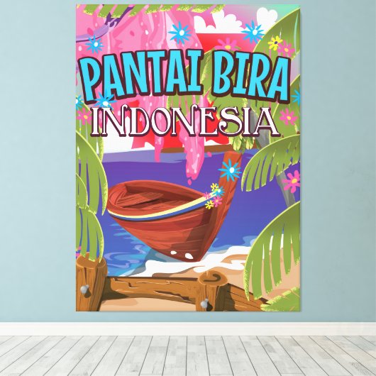 Reisposter Pantai Bira Indonesië Canvas Afdruk (Insitu (Houten vloer))