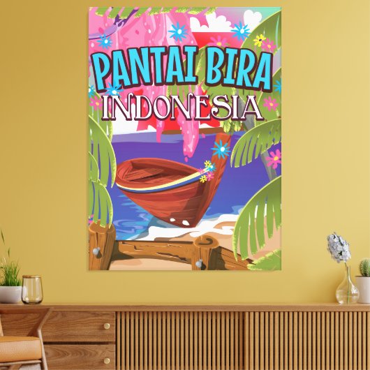 Reisposter Pantai Bira Indonesië Canvas Afdruk (Insitu (Woonkamer))