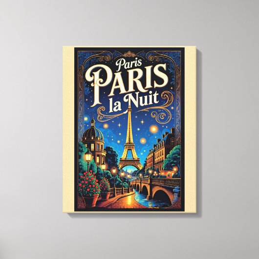 Reisposter Parijs, Canvas Afdruk (Voorkant)