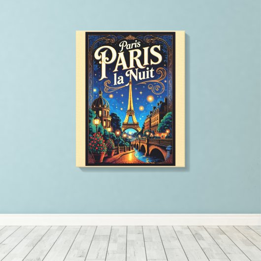Reisposter Parijs, Canvas Afdruk (Insitu (Houten vloer))